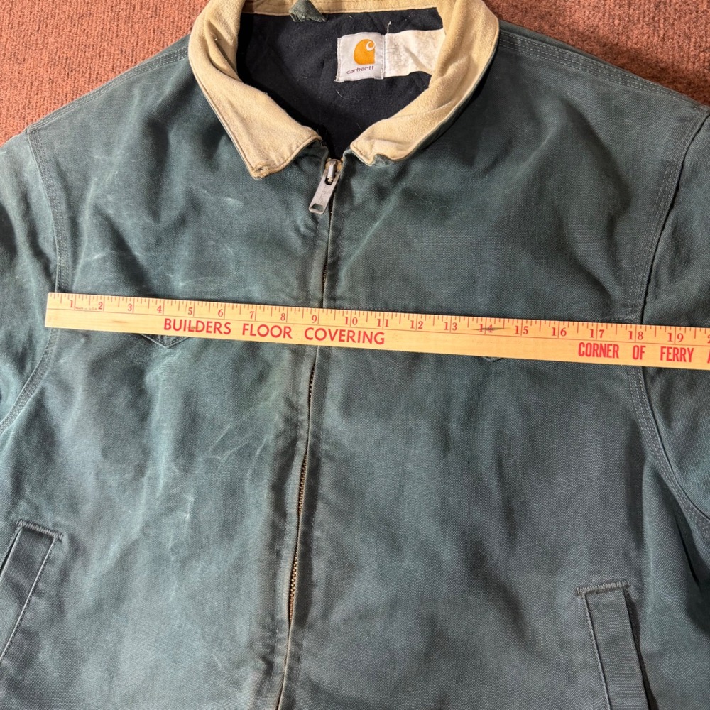 B+ Vintage Carhartt Santa Fe Jacket J14 HTG Hunter Green Quilted Lined Mens XL - Picture 3 of 7